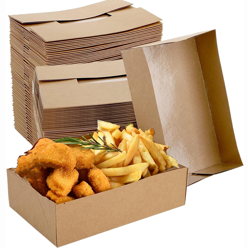 Fast Food With Snacks - 20/50 Adet Kraft Kağıt Yemek Tepsileri,