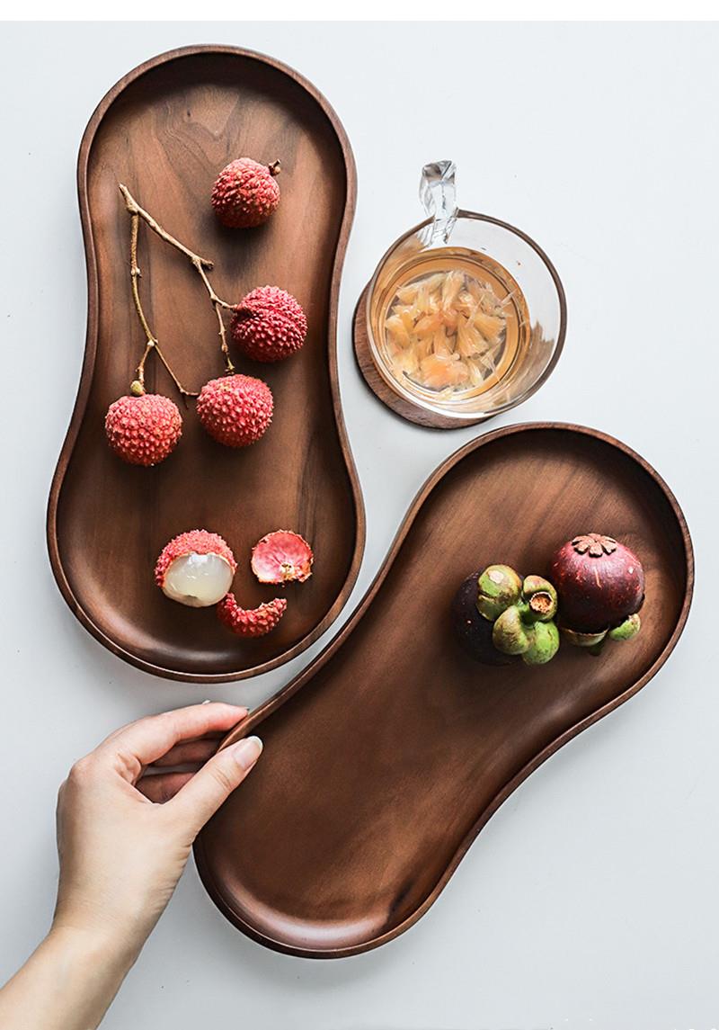 Food Snacks In Japan - Siyah Ceviz Saf Masif Ahşap Tepsi